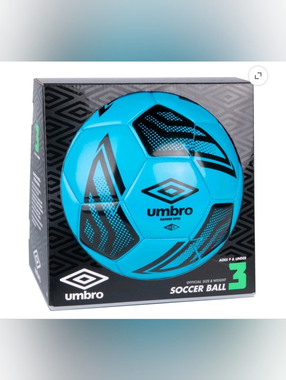 Umbro Diamond Viper Size 3 Soccer Ball, Blue - Picture 2 of 4